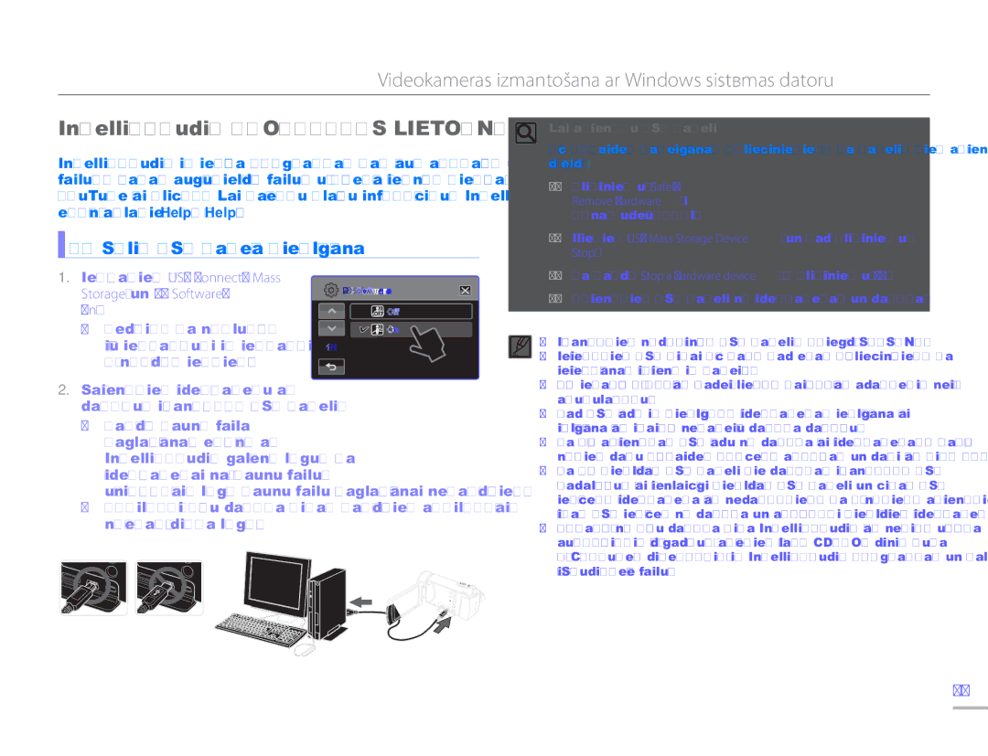 Samsung HMX-H304BP/EDC manual Videokameras izmantošana ar Windows sistēmas datoru, Intelli-studio Programmas Lietošana 