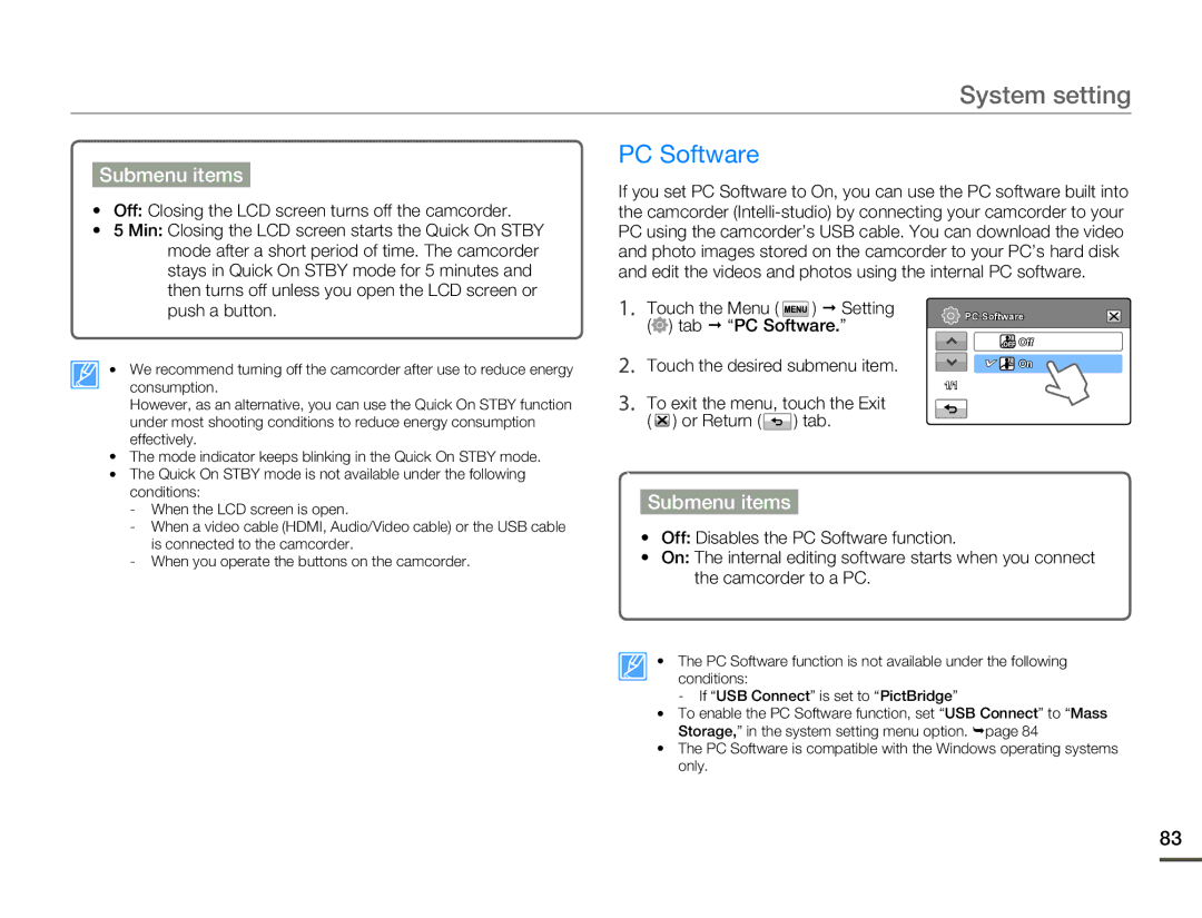 Samsung HMX-H304BN/HMX-H304SN/HMX-H304RN/HMX-H304UN, HMX-H305BN/HMX-H305SN/HMX-H305RN/HMX-H305UN user manual PC Software 