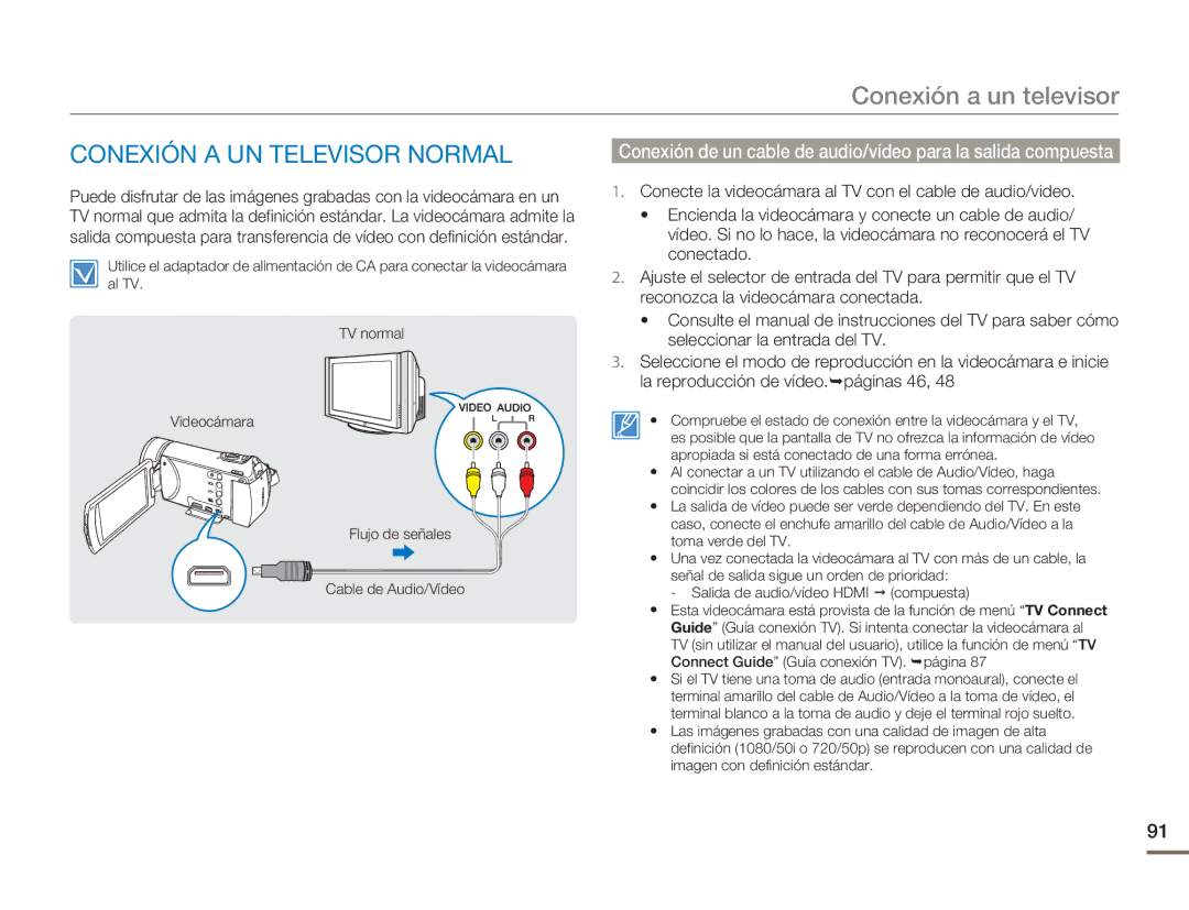 Samsung HMX-H400BP/XIL, HMX-H400BP/EDC manual Conexión a un televisor, Conexión a UN Televisor Normal 