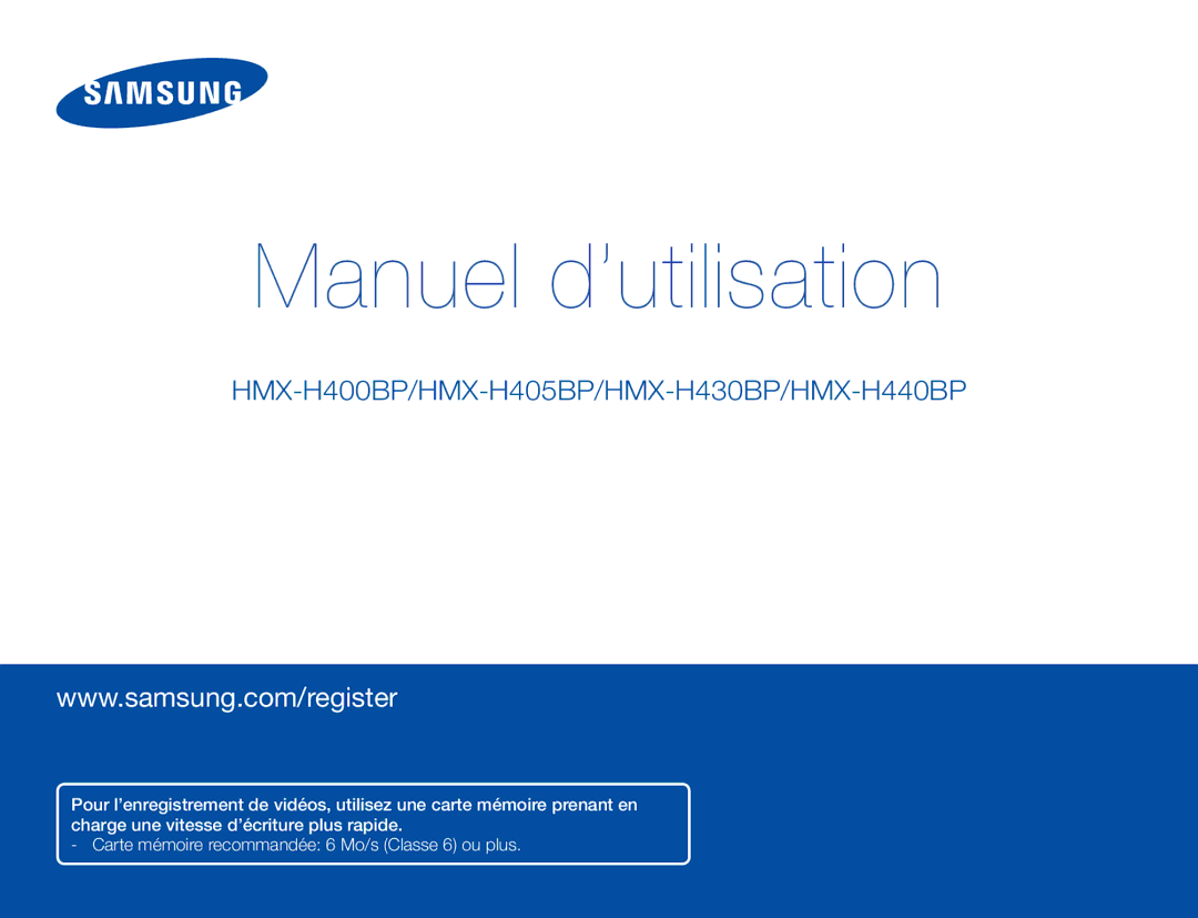 Samsung HMX-H400BP/EDC manual Manuel d’utilisation 