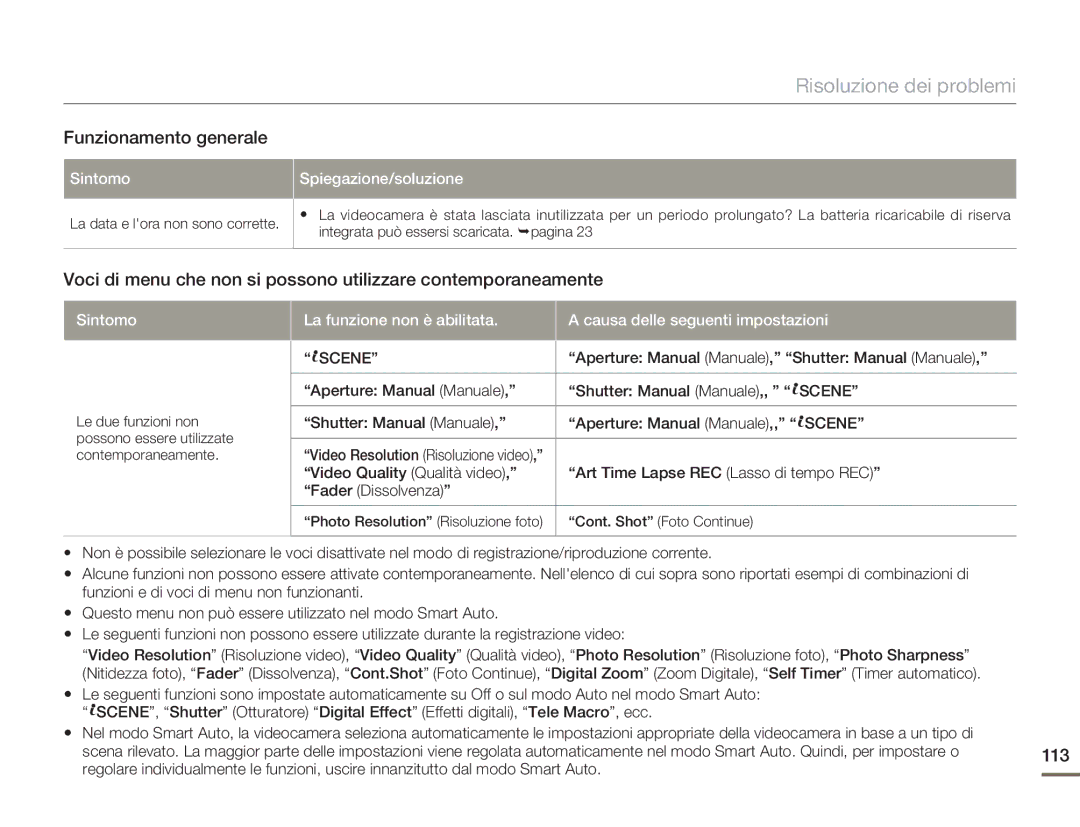 Samsung HMX-H400BP/EDC manual Funzionamento generale, Aperture Manual Manuale, Shutter Manual Manuale 