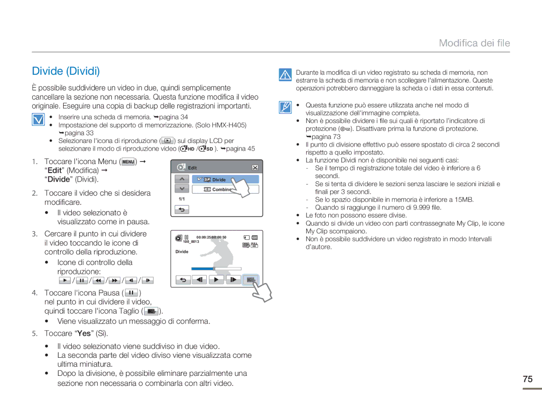 Samsung HMX-H400BP/EDC manual Divide Dividi 