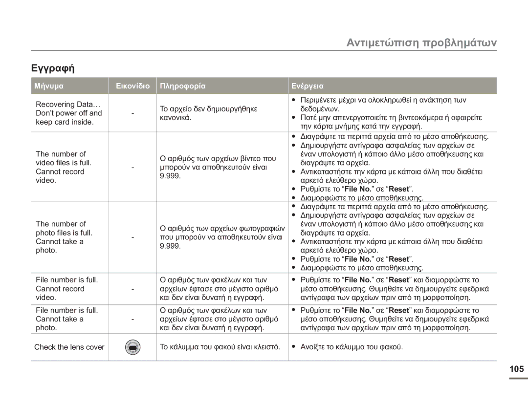 Samsung HMX-H400BP/EDC manual Εγγραφή 