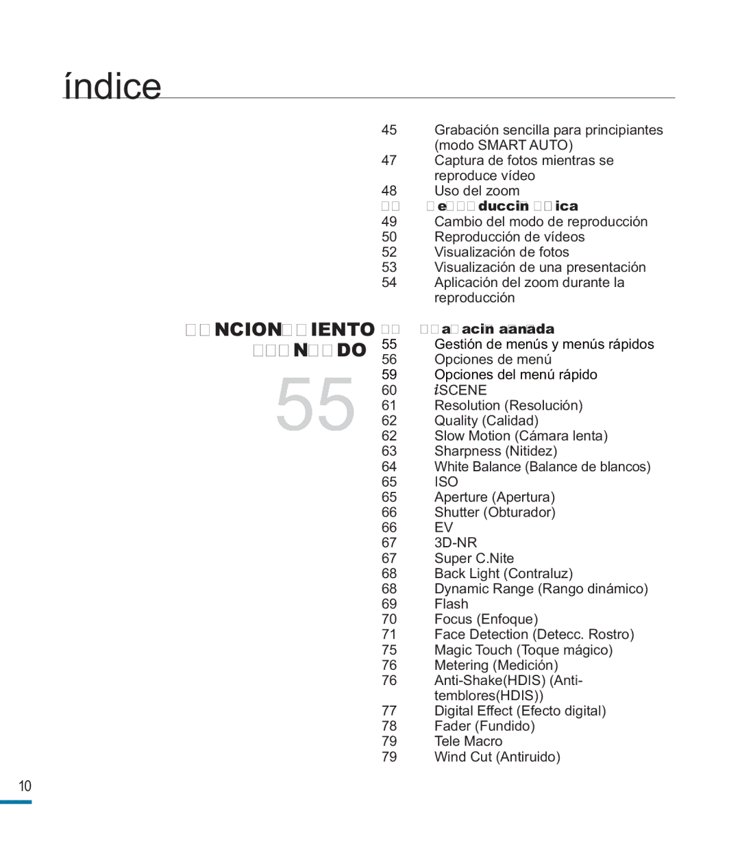 Samsung HMX-M20BP/EDC manual Funcionamiento Avanzado 