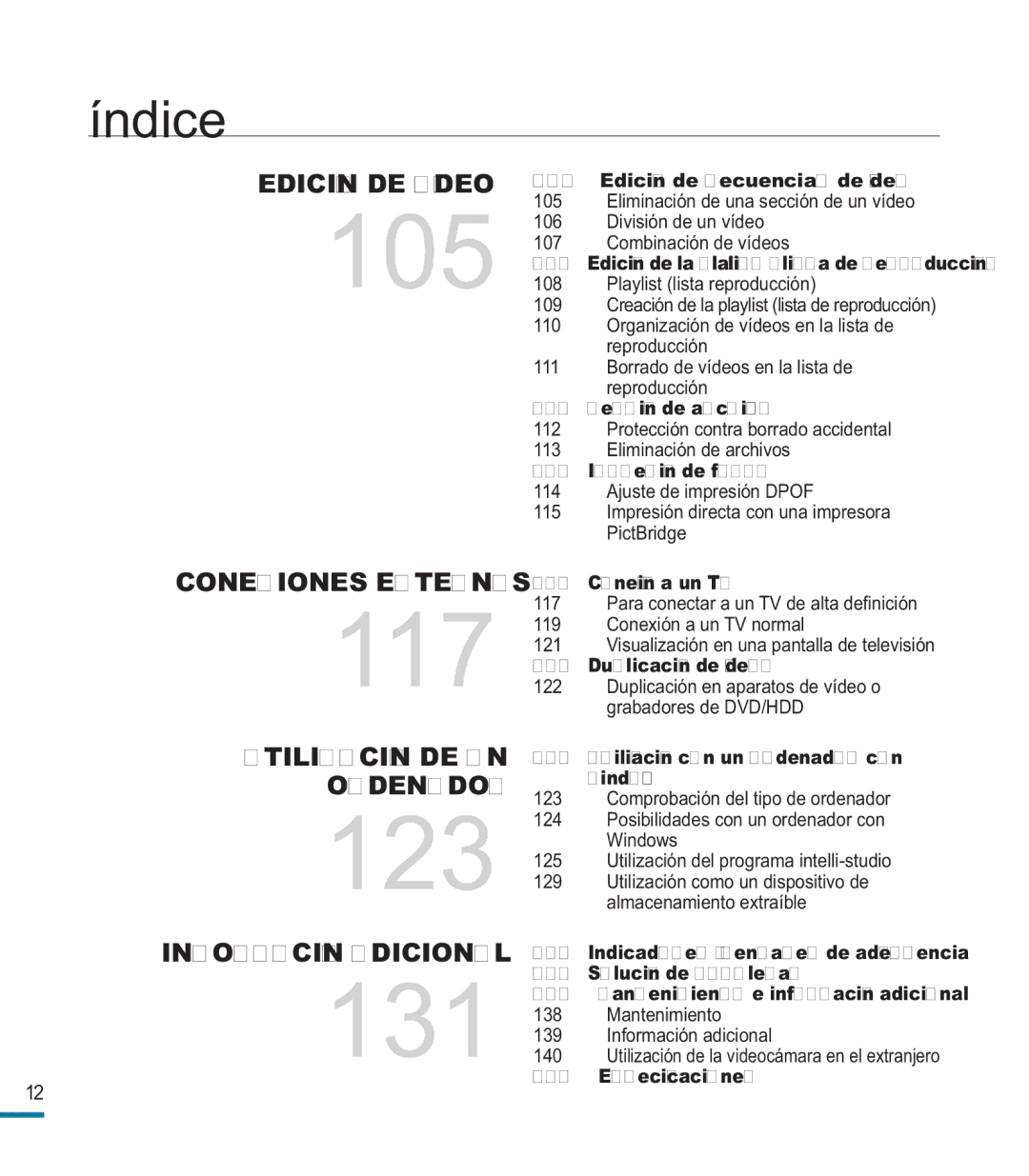 Samsung HMX-M20BP/EDC manual Indicadores y mensajes de advertencia, Mantenimiento e información adicional 