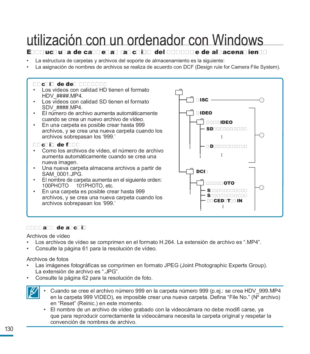 Samsung HMX-M20BP/EDC manual Archivo de vídeo H.264, Archivo de foto, Formato de archivo 