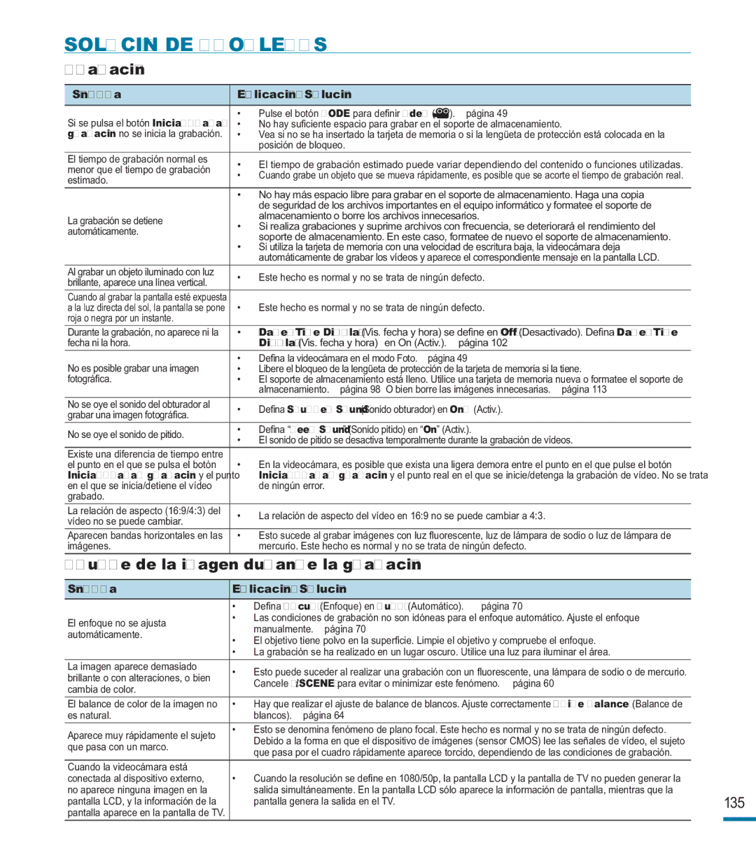 Samsung HMX-M20BP/EDC manual Ajuste de la imagen durante la grabación, Posición de bloqueo El tiempo de grabación normal es 