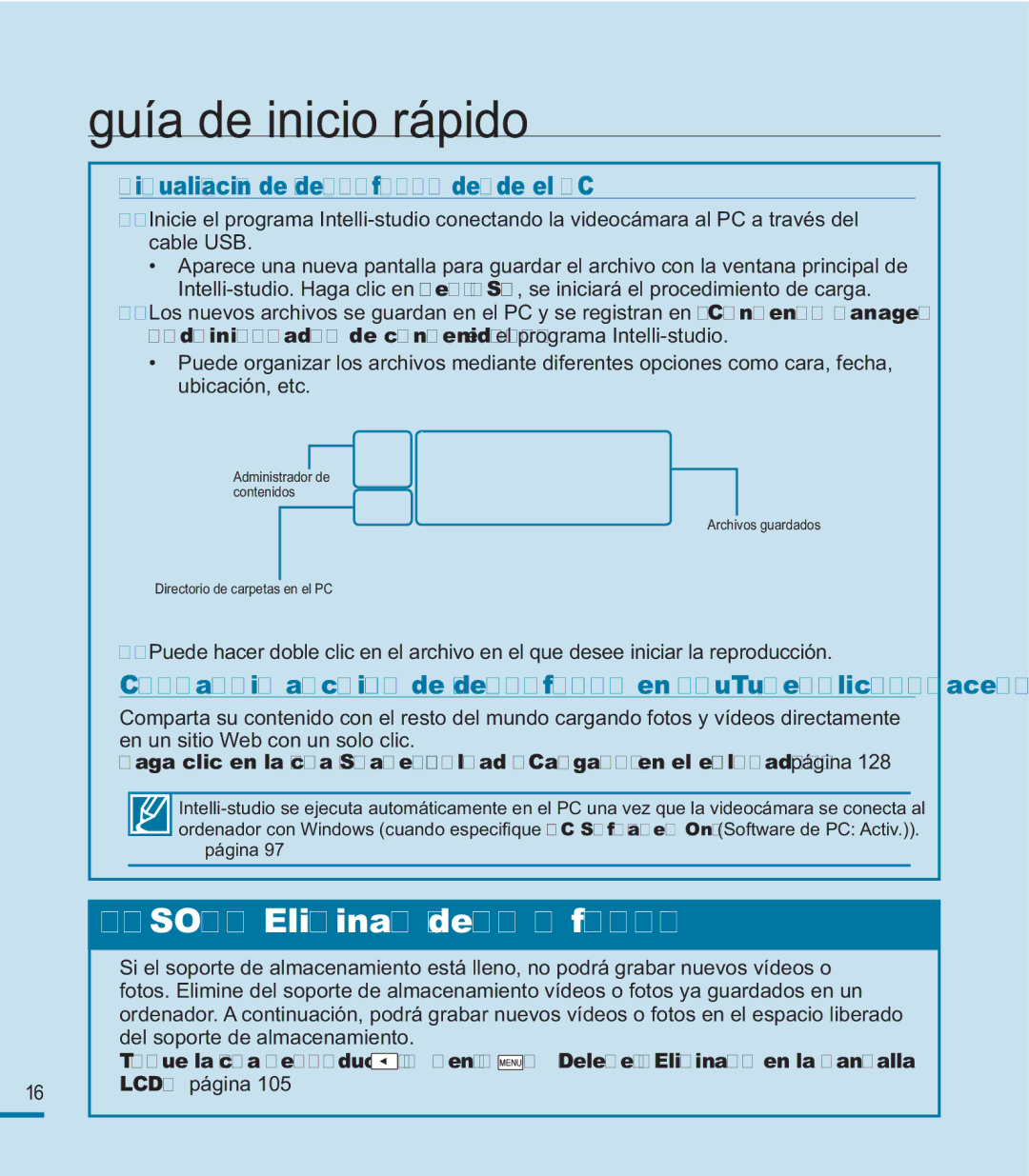 Samsung HMX-M20BP/EDC manual PASO5 Eliminar vídeos o fotos, Visualización de vídeos/fotos desde el PC 