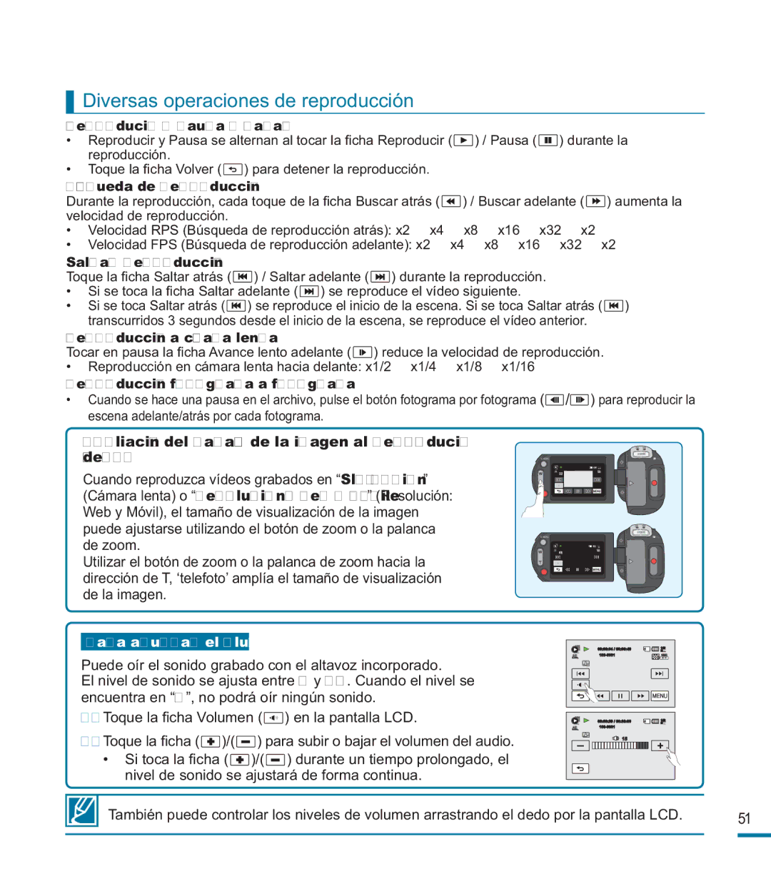 Samsung HMX-M20BP/EDC manual Diversas operaciones de reproducción 