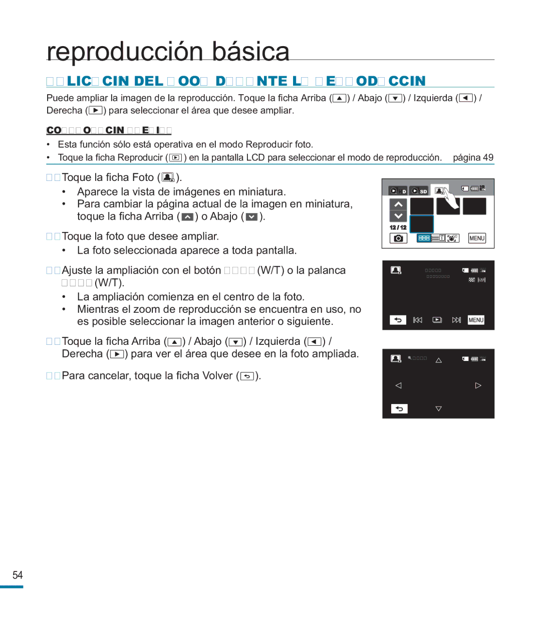 Samsung HMX-M20BP/EDC manual Aplicación DEL Zoom Durante LA Reproducción 