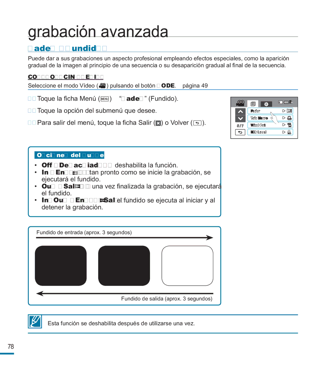 Samsung HMX-M20BP/EDC manual Fader Fundido 