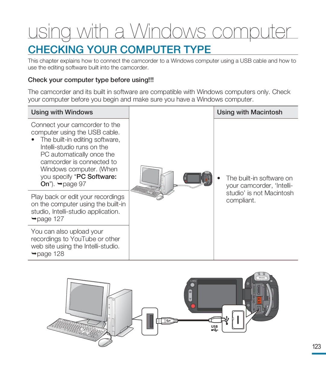 Samsung HMX-M20BN, HMX-M20N user manual Checking Your Computer Type, 123 