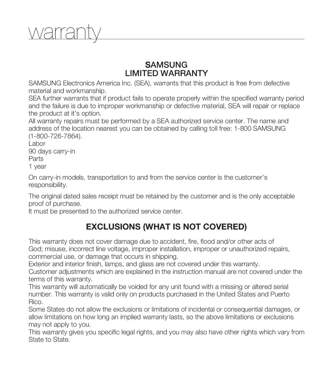 Samsung HMX-M20N, HMX-M20BN user manual Samsung Limited Warranty 