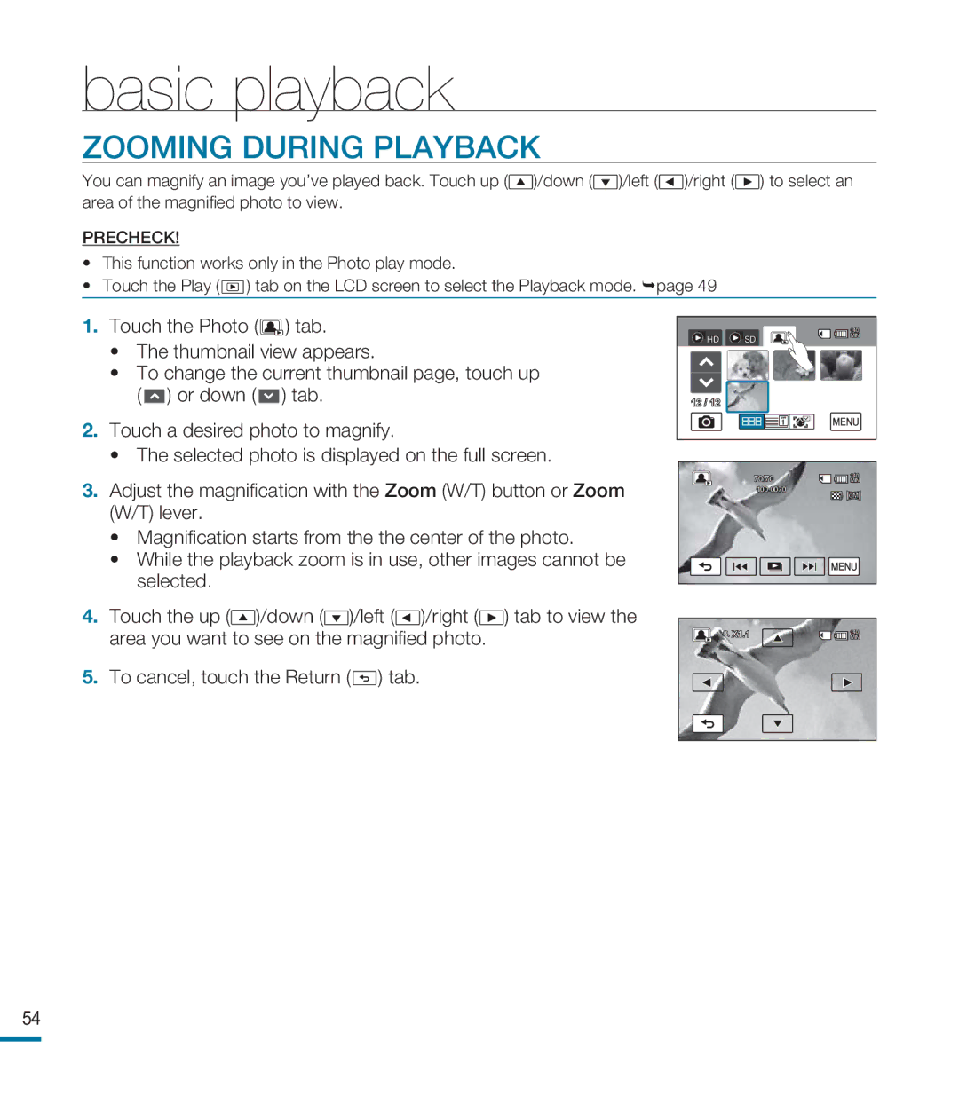 Samsung HMX-M20N, HMX-M20BN user manual Zooming During Playback 