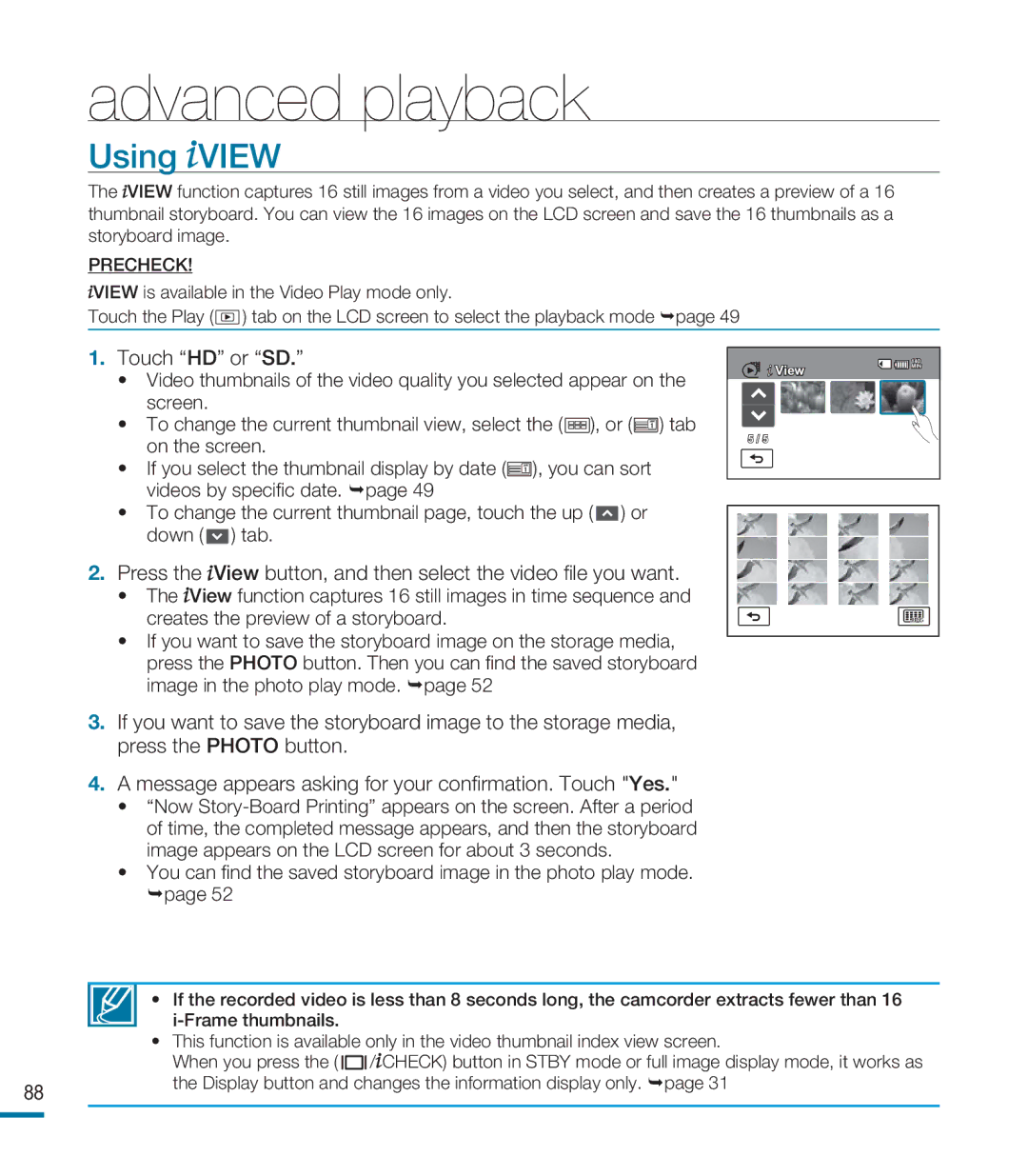 Samsung HMX-M20N, HMX-M20BN user manual Advanced playback, Using View 