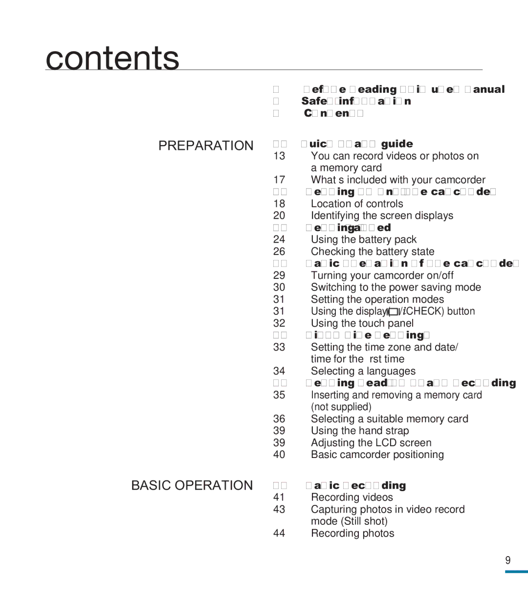 Samsung HMX-M20SD manual Contents 