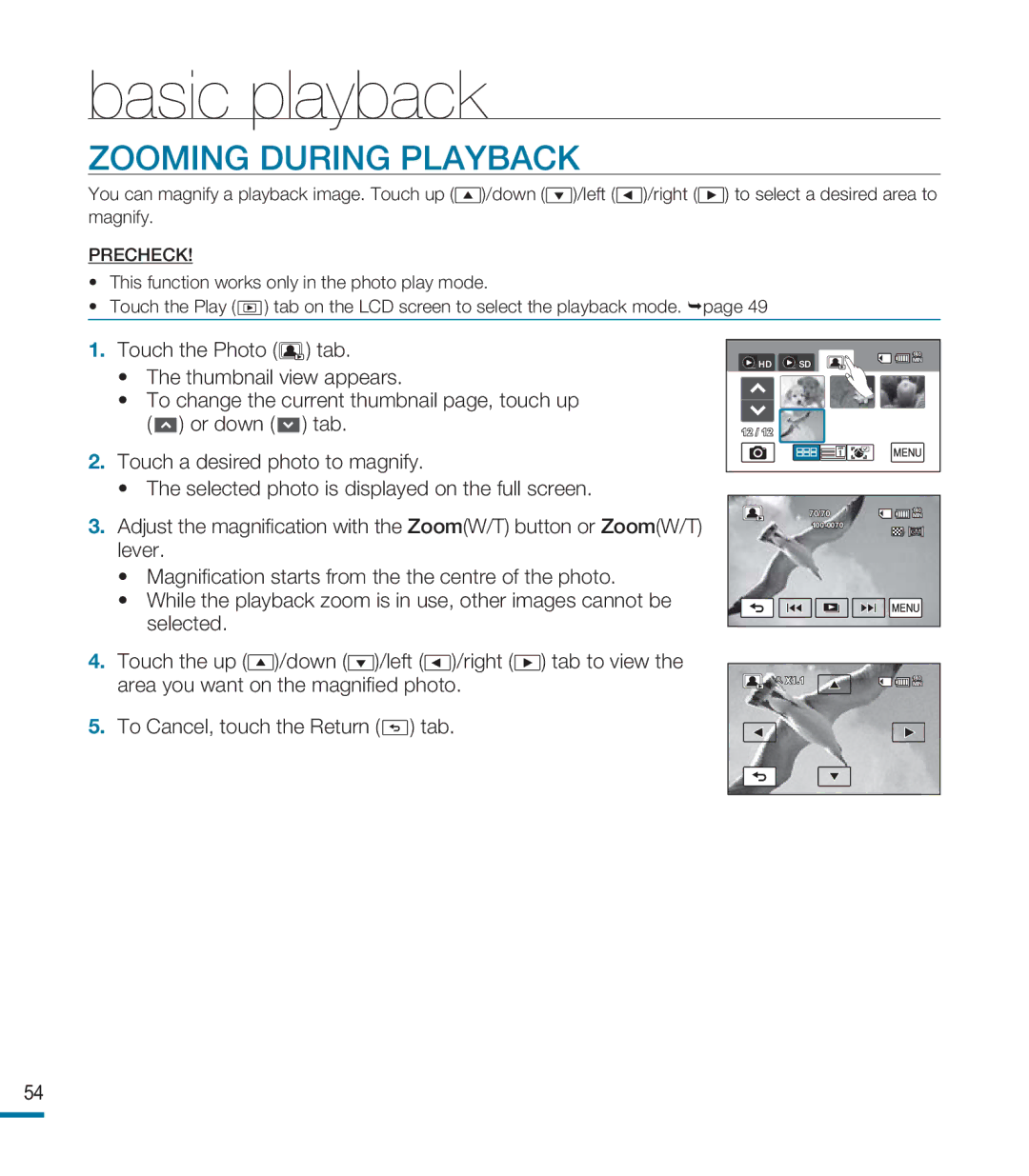 Samsung HMX-M20SP/EDC, HMX-M20BP/EDC, HMX-M20BP/XER manual Zooming During Playback 