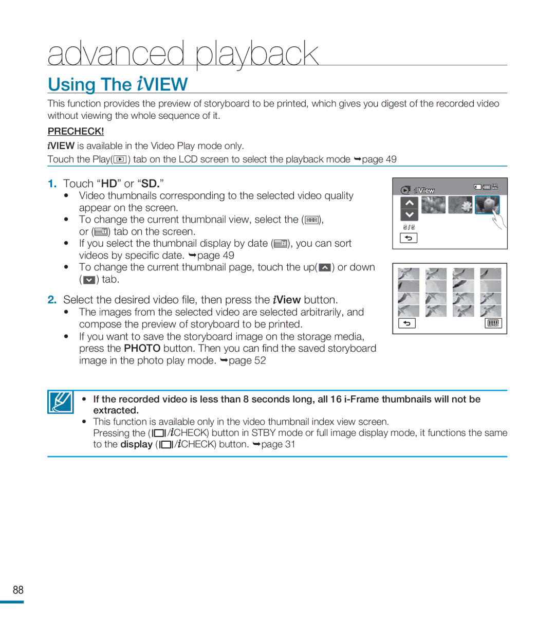 Samsung HMX-M20BP/EDC, HMX-M20SP/EDC manual Using The View, Select the desired video ﬁle, then press the View button 