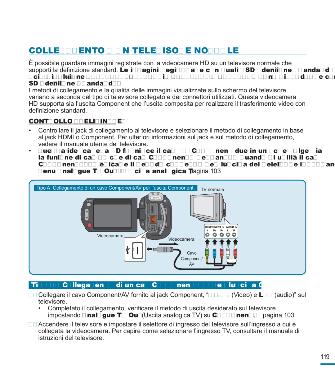 Samsung HMX-M20BP/EDC, HMX-M20SP/EDC manual Collegamento a UN Televisore Normale 