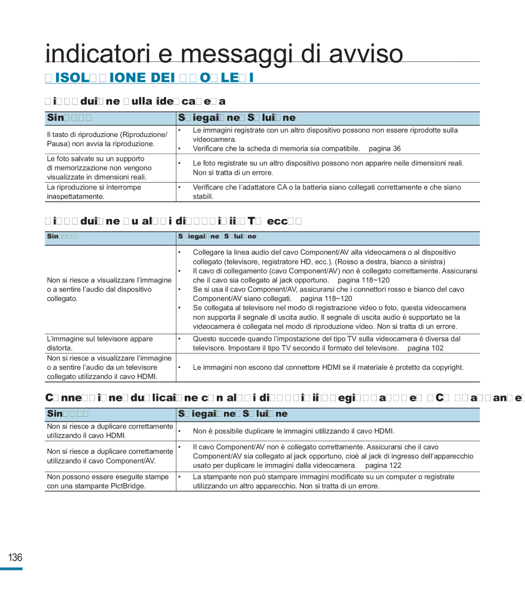 Samsung HMX-M20SP/EDC, HMX-M20BP/EDC manual Riproduzione sulla videocamera, Riproduzione su altri dispositivi TV ecc 