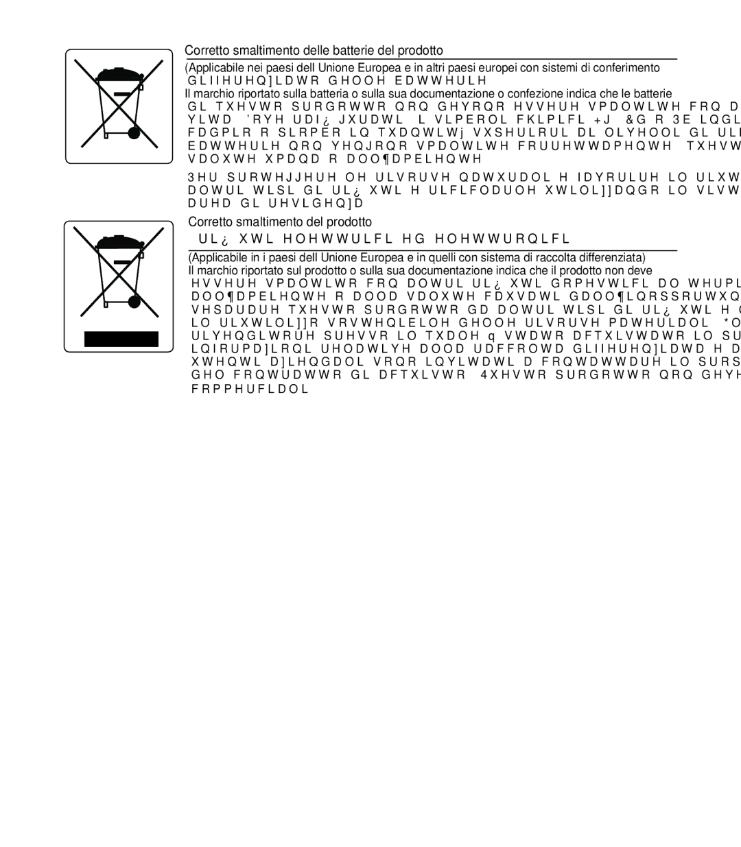 Samsung HMX-M20BP/EDC, HMX-M20SP/EDC manual Corretto smaltimento delle batterie del prodotto 