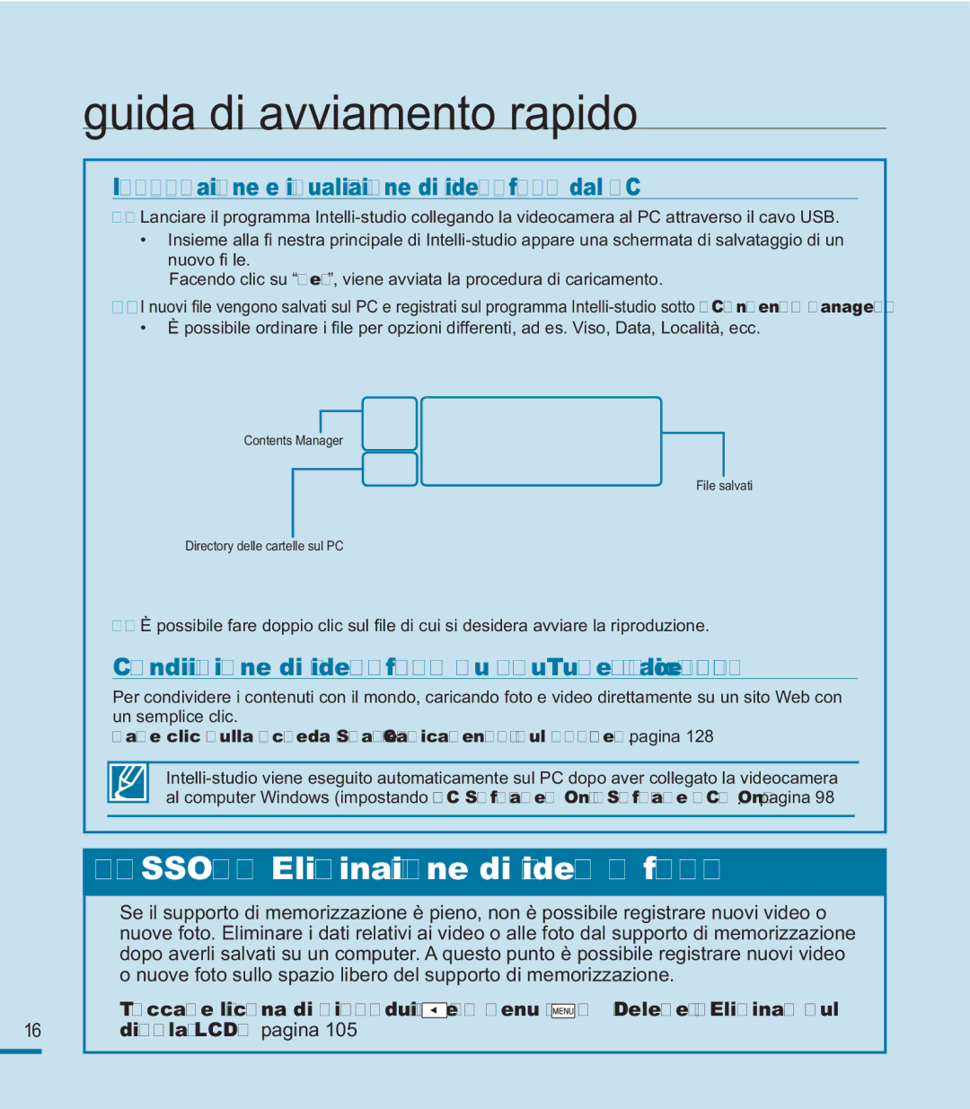 Samsung HMX-M20SP/EDC, HMX-M20BP/EDC manual Importazione e visualizzazione di video/foto dal PC 