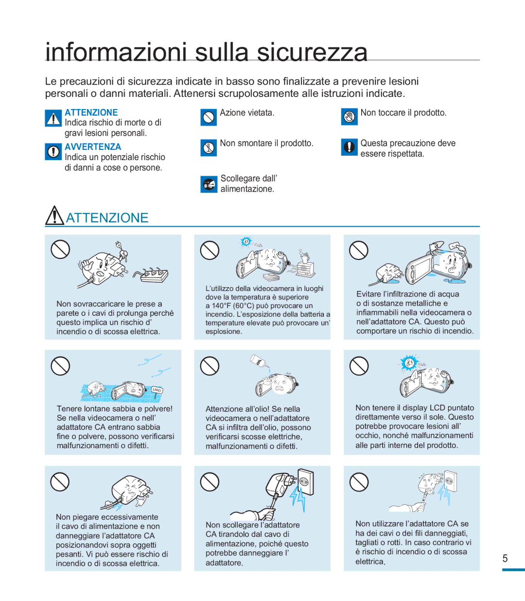 Samsung HMX-M20BP/EDC, HMX-M20SP/EDC manual Informazioni sulla sicurezza, Avvertenza 