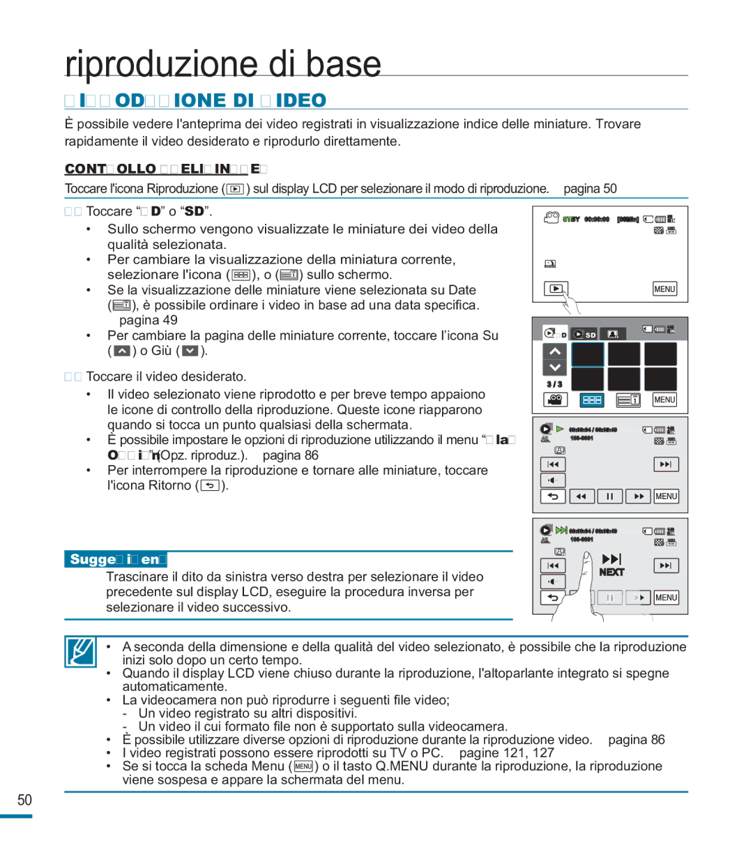 Samsung HMX-M20SP/EDC, HMX-M20BP/EDC manual Riproduzione DI Video 