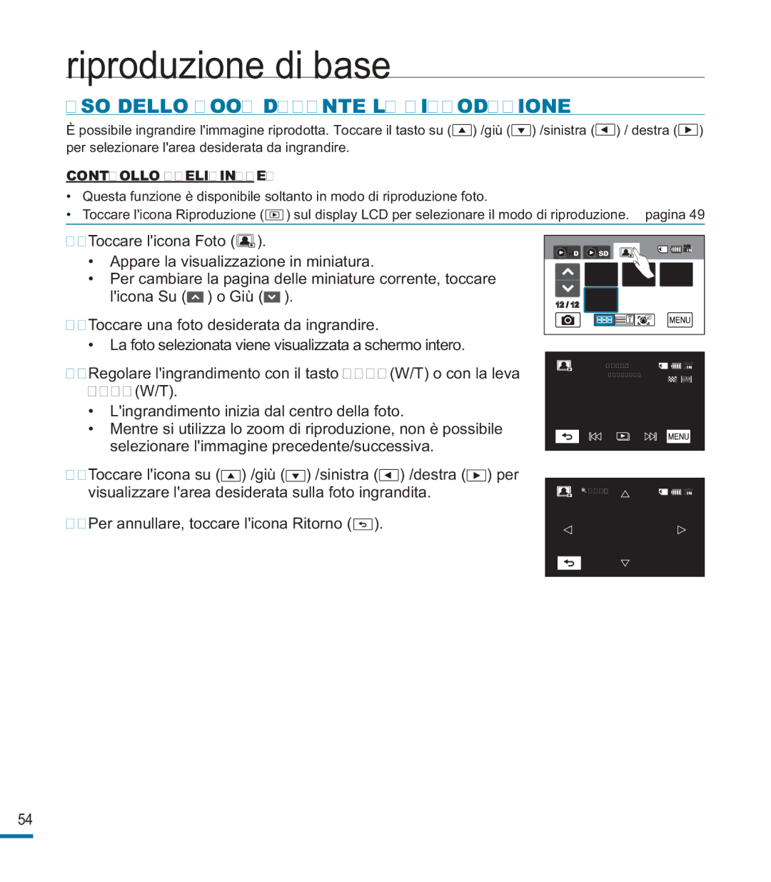 Samsung HMX-M20SP/EDC, HMX-M20BP/EDC manual USO Dello Zoom Durante LA Riproduzione 