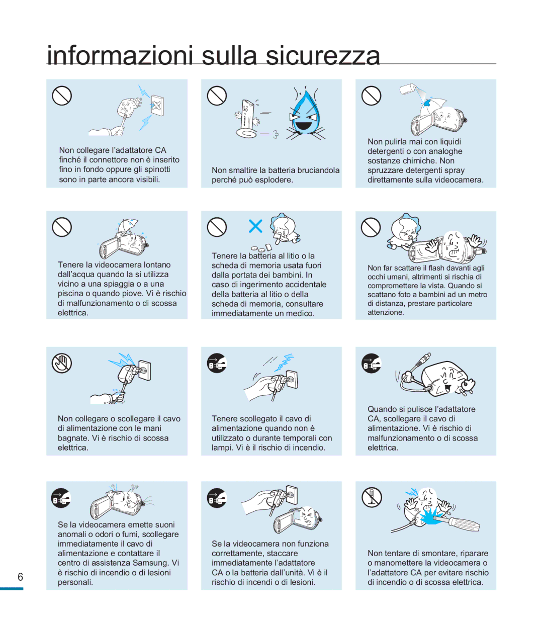 Samsung HMX-M20SP/EDC, HMX-M20BP/EDC manual Informazioni sulla sicurezza 