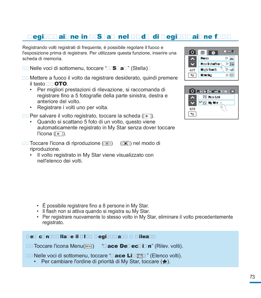 Samsung HMX-M20BP/EDC, HMX-M20SP/EDC manual Registrazione in My Star nel modo di registrazione foto 