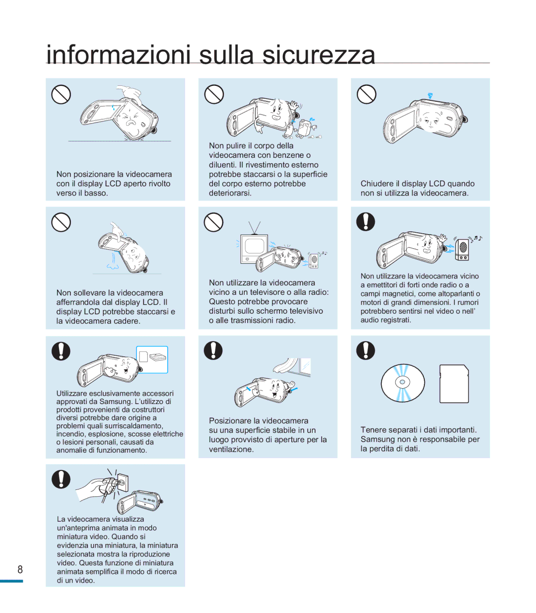 Samsung HMX-M20SP/EDC, HMX-M20BP/EDC manual Informazioni sulla sicurezza 