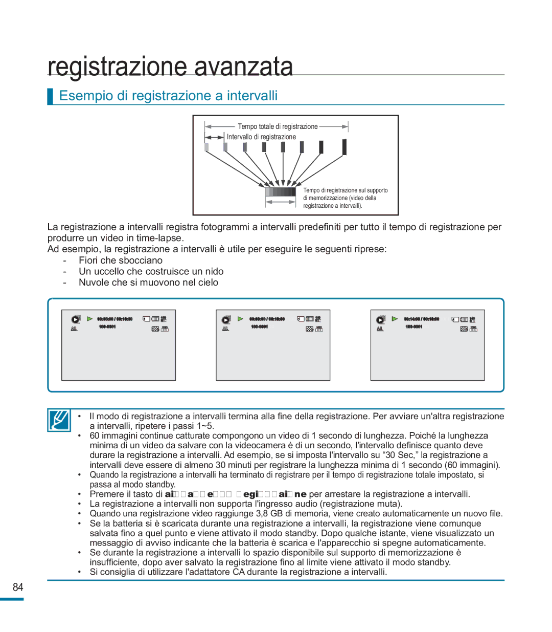 Samsung HMX-M20SP/EDC, HMX-M20BP/EDC manual Esempio di registrazione a intervalli, Tempo totale di registrazione 