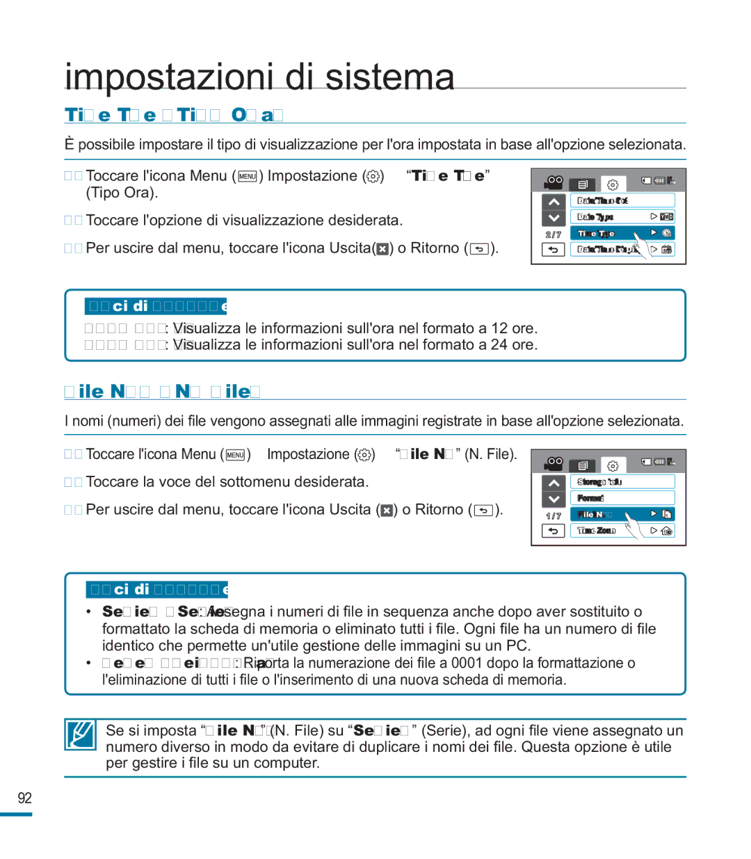 Samsung HMX-M20SP/EDC, HMX-M20BP/EDC manual Time Type Tipo Ora, File No. N. File 