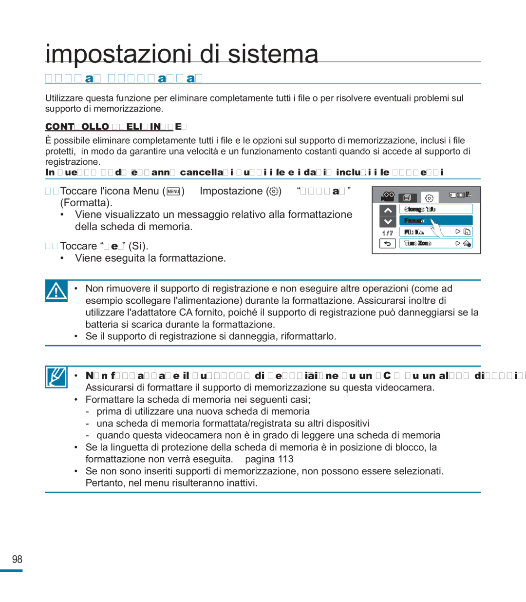 Samsung HMX-M20SP/EDC, HMX-M20BP/EDC manual Format Formatta 