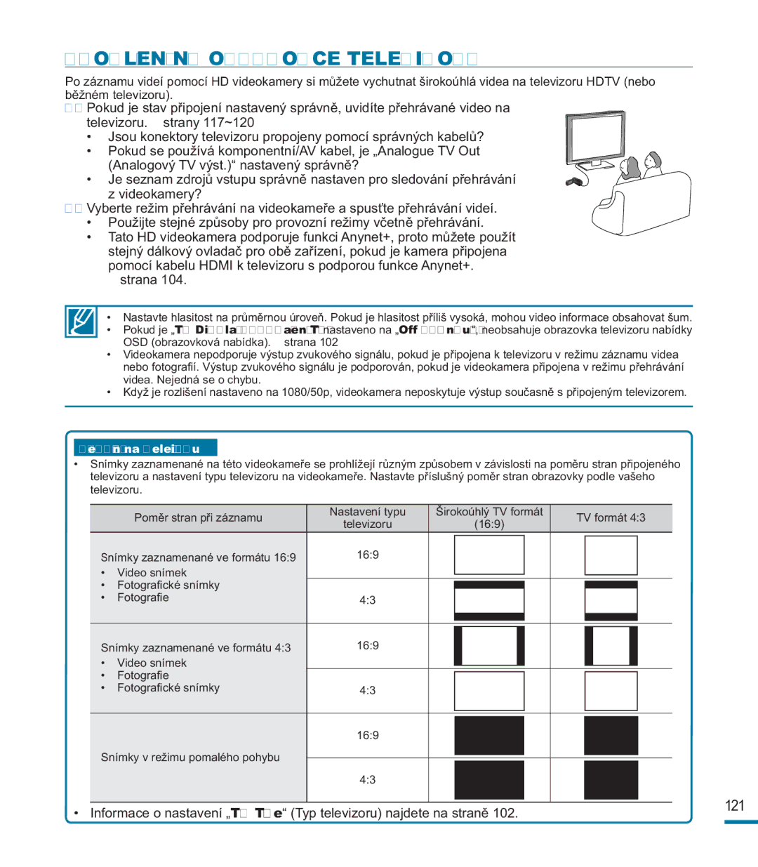 Samsung HMX-M20BP/EDC, HMX-M20SP/EDC manual Prohlížení NA Obrazovce Televizoru, Přehrávání na televizoru 