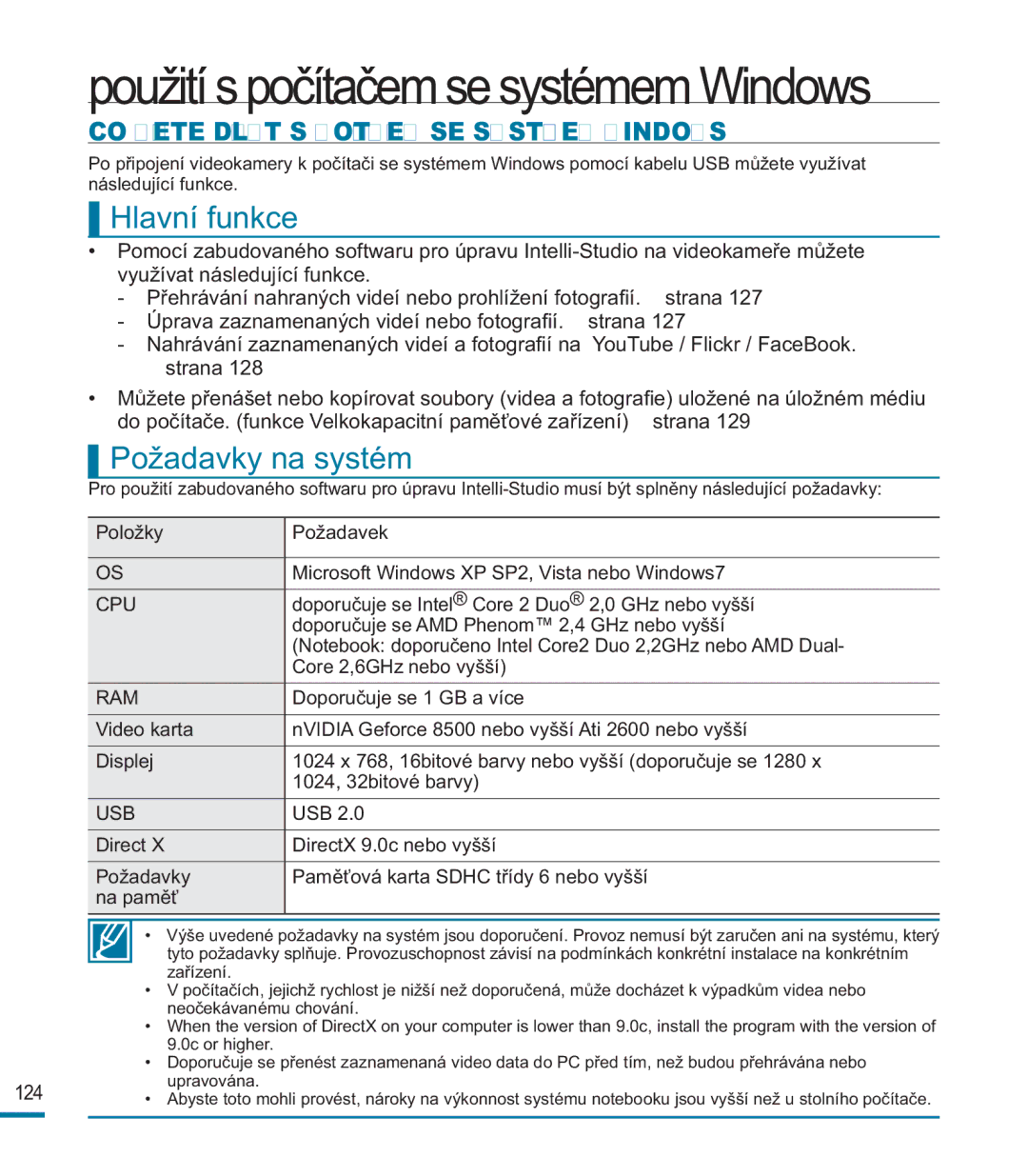 Samsung HMX-M20SP/EDC manual Použití s počítačem se systémem Windows, CO Můžete Dělat S Počítačem SE Systémem Windows 