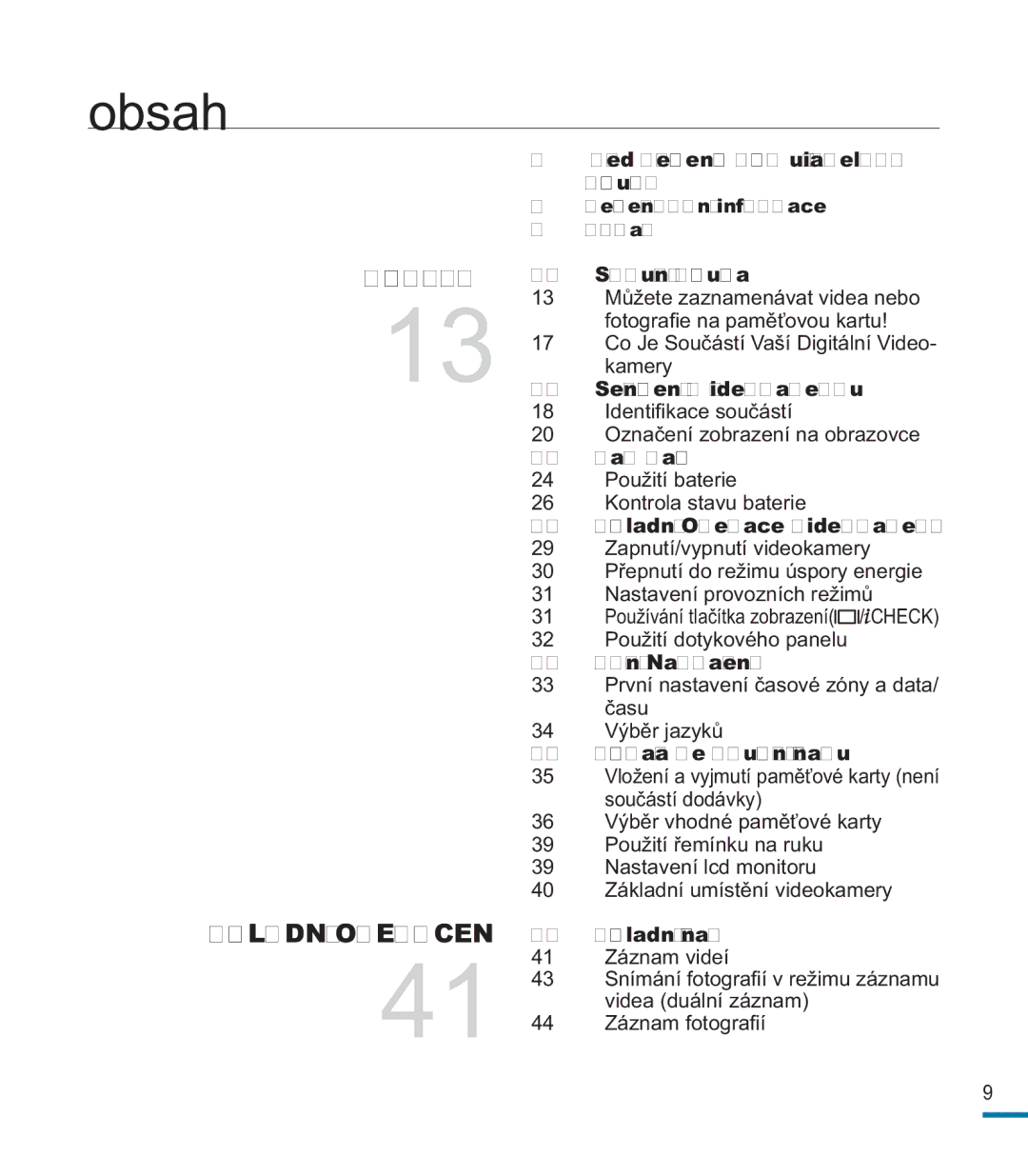 Samsung HMX-M20BP/EDC, HMX-M20SP/EDC manual Obsah 