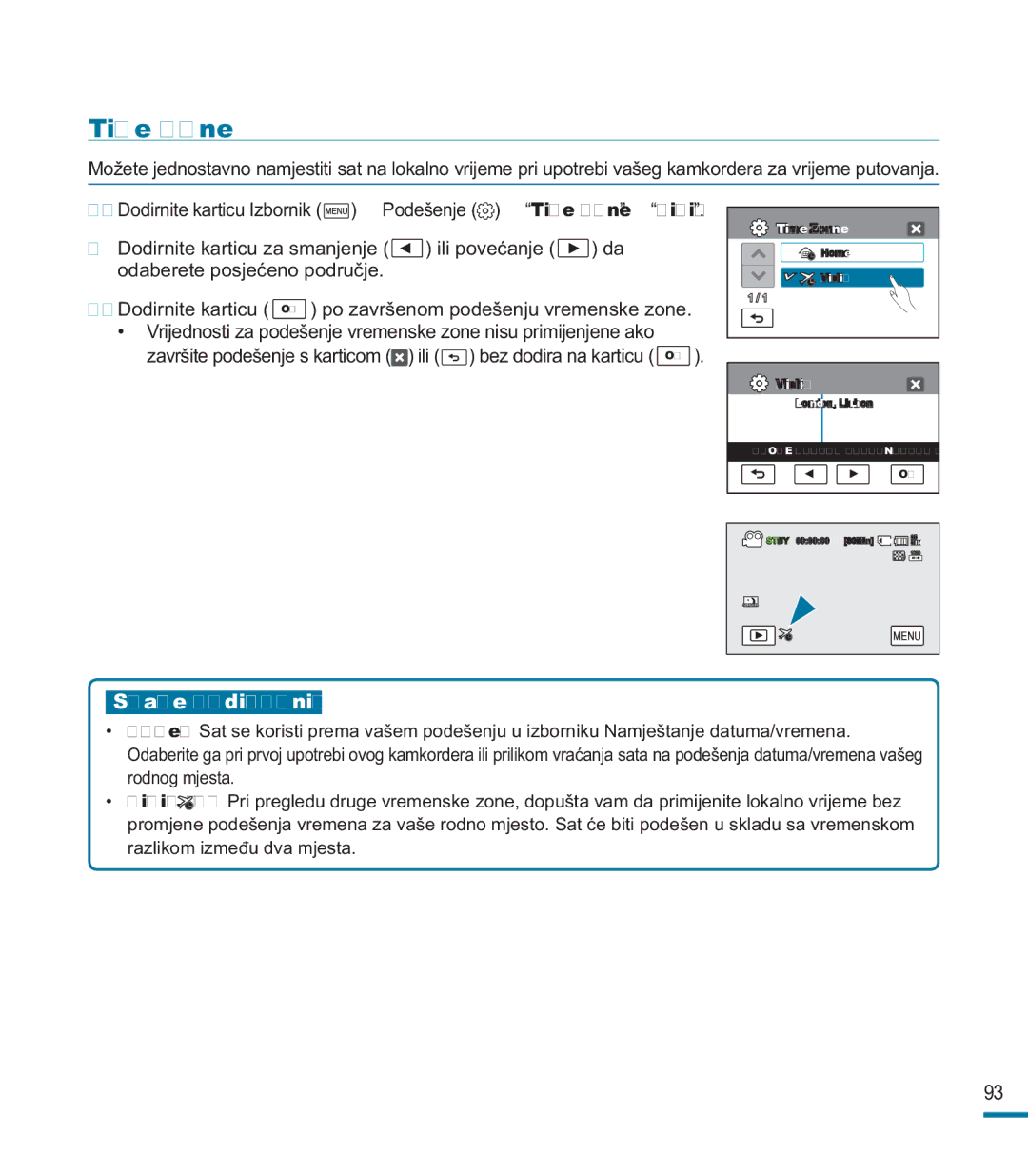 Samsung HMX-M20BP/EDC, HMX-M20SP/EDC manual Time Zone 