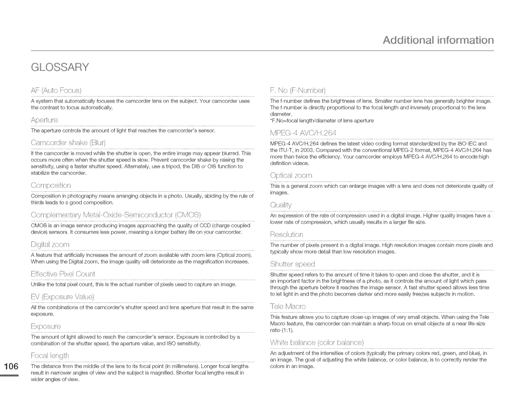 Samsung HMX-Q10UNIHMX-Q100UNIHMX-Q130UN user manual Additional information 3LOooARYqq, IXIsL ,-L, 01tic s/iZOl, 1iy 