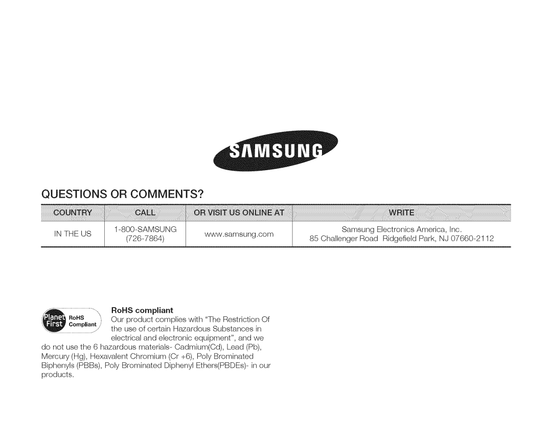 Samsung HMX-Q10TNIHMX-Q100TNIHMXDQ130TN, HMX-Q10BNIHMX-Q100BNIH MXOQ130BN Questions or COMMENTS?, Samsung, 726-7864 