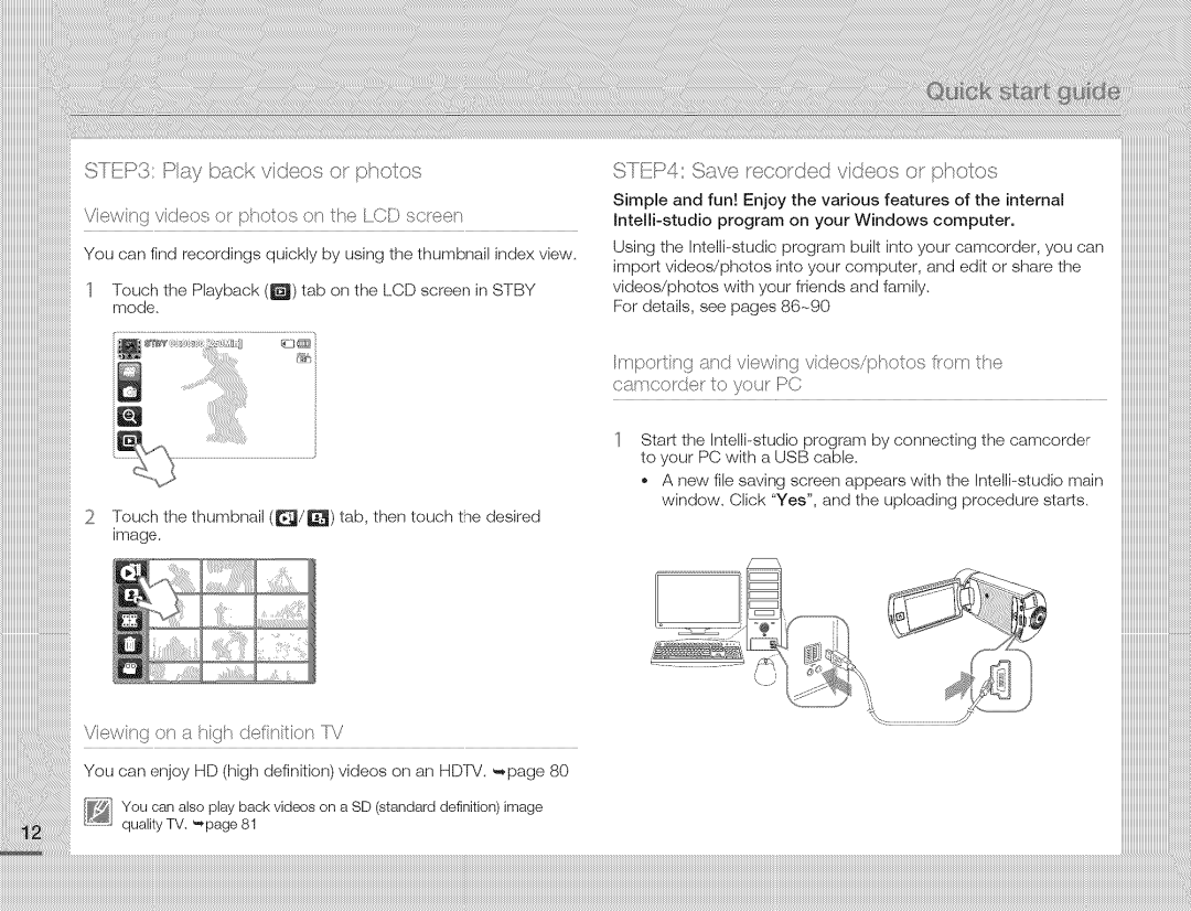 Samsung HMX-Q10BNIHMX-Q100BNIH MXOQ130BN user manual Viewivideoxorphotosorsthe/CDscee, STI P4 Save/eeordcd video,ser p/etos 