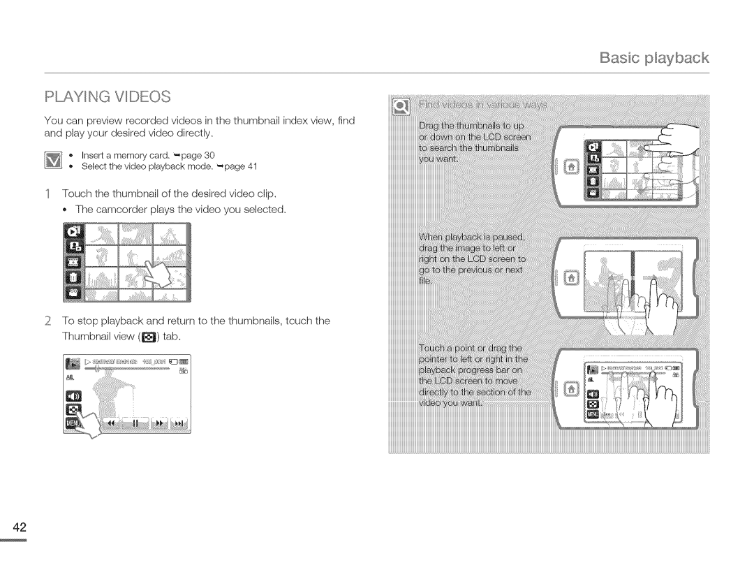 Samsung HMX-Q10UNIHMX-Q100UNIHMX-Q130UN, HMX-Q10BNIHMX-Q100BNIH MXOQ130BN user manual Basic playback, Playing Videos 