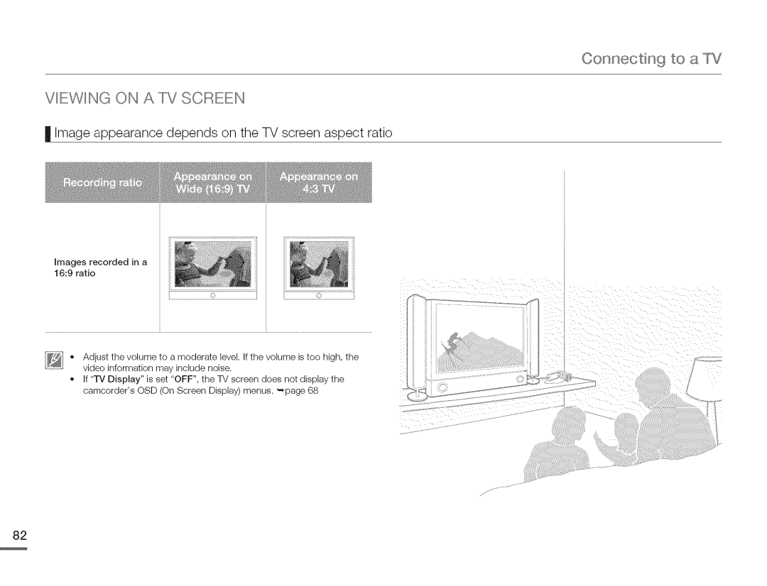 Samsung HMX-Q10UNIHMX-Q100UNIHMX-Q130UN, HMX-Q10BNIHMX-Q100BNIH MXOQ130BN Connecting to a, Viewing on a IV Screen 