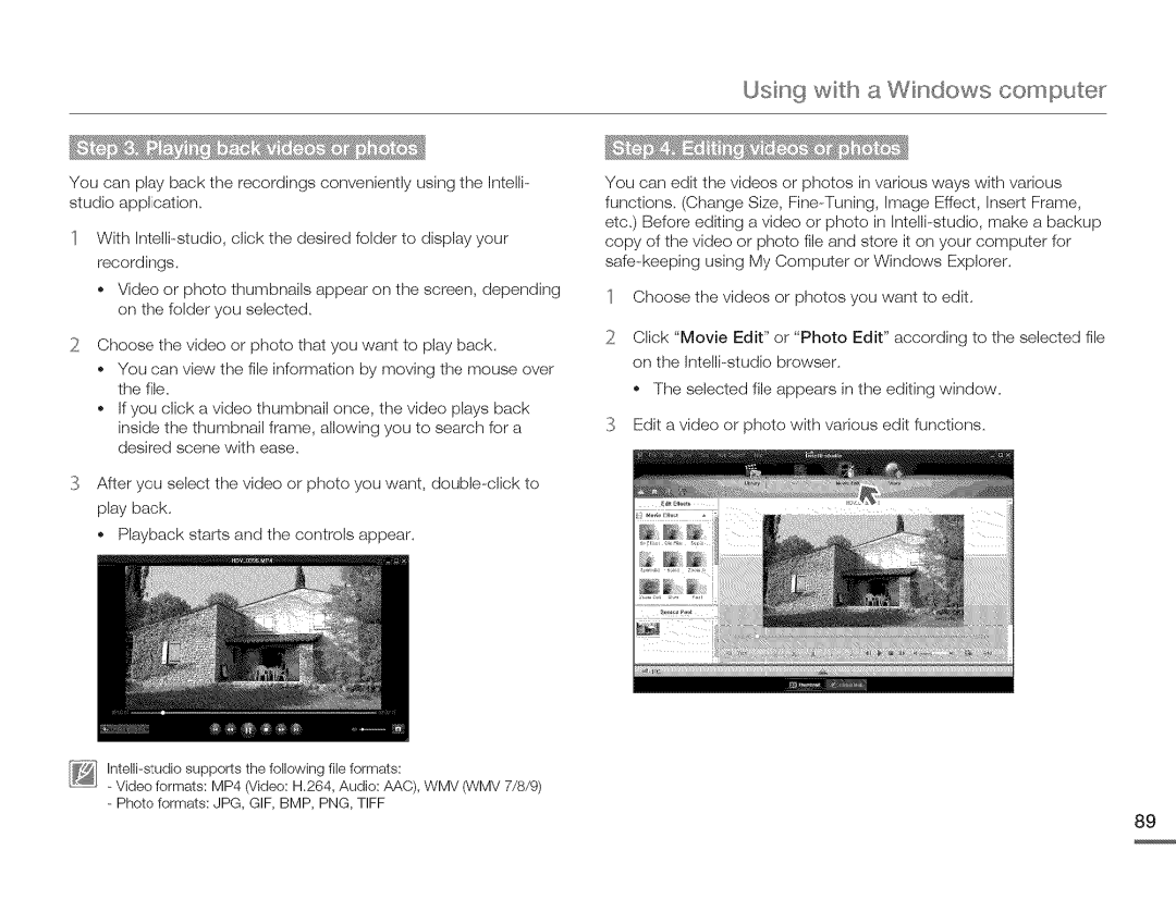 Samsung HMX-Q10TNIHMX-Q100TNIHMXDQ130TN, HMX-Q10BNIHMX-Q100BNIH MXOQ130BN user manual Usin 9 with a Windows compute 