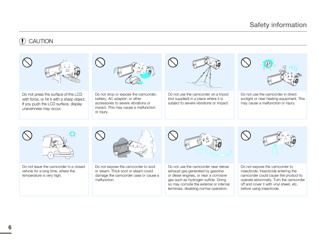 Samsung HMX-Q10BN/XAA manual Safety information 