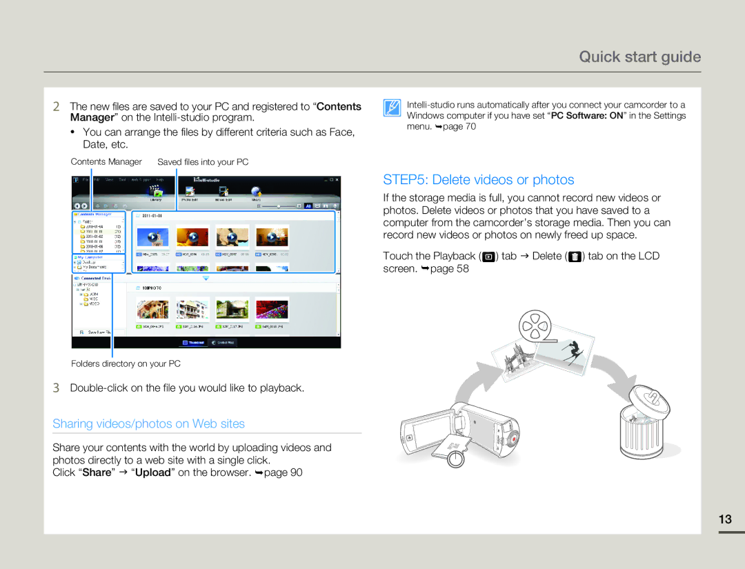 Samsung HMX-Q10BN/XAA manual Delete videos or photos, Double-click on the file you would like to playback 