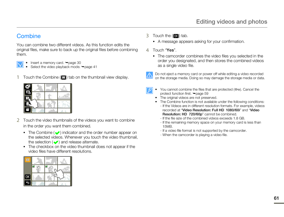 Samsung HMX-Q10BN/XAA manual  , Combine 