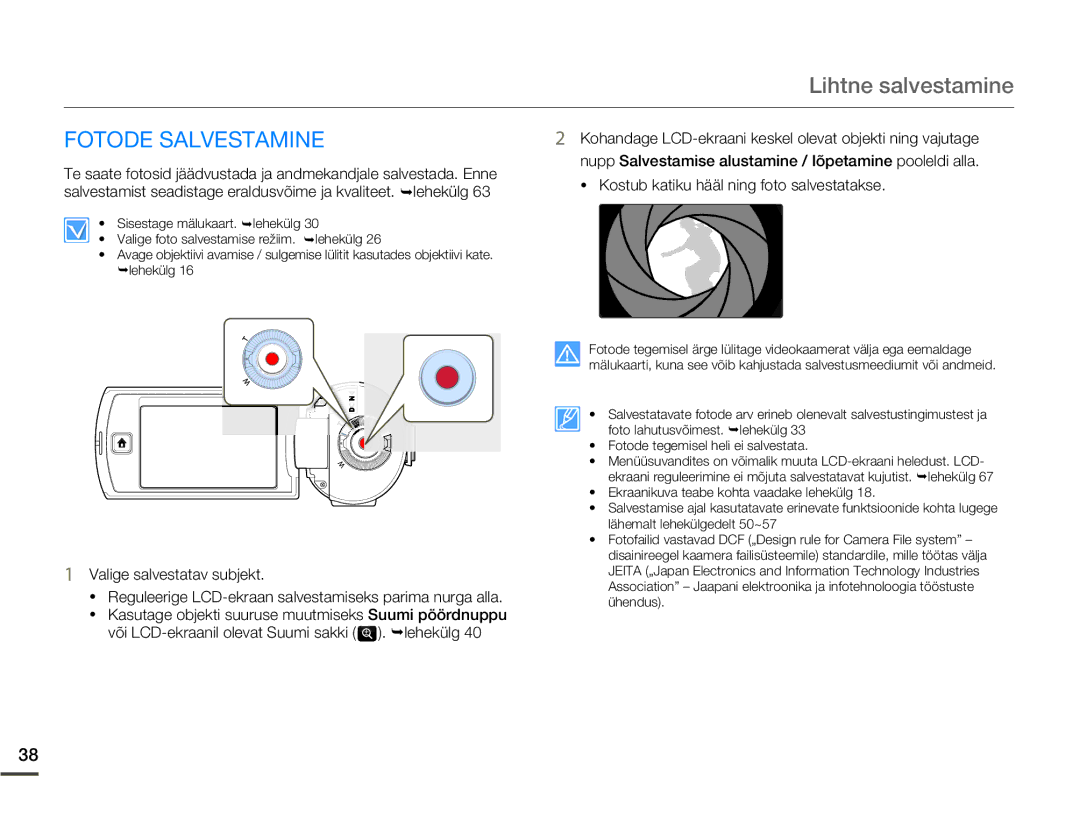 Samsung HMX-Q10BP/EDC manual Fotode Salvestamine 