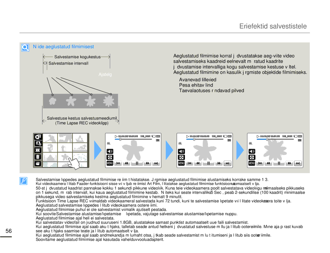 Samsung HMX-Q10BP/EDC manual Näide aeglustatud filmimisest 